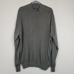 Nat Nast 100% Silk Gray Mock Neck Lightweight Pullover Sweater XXL